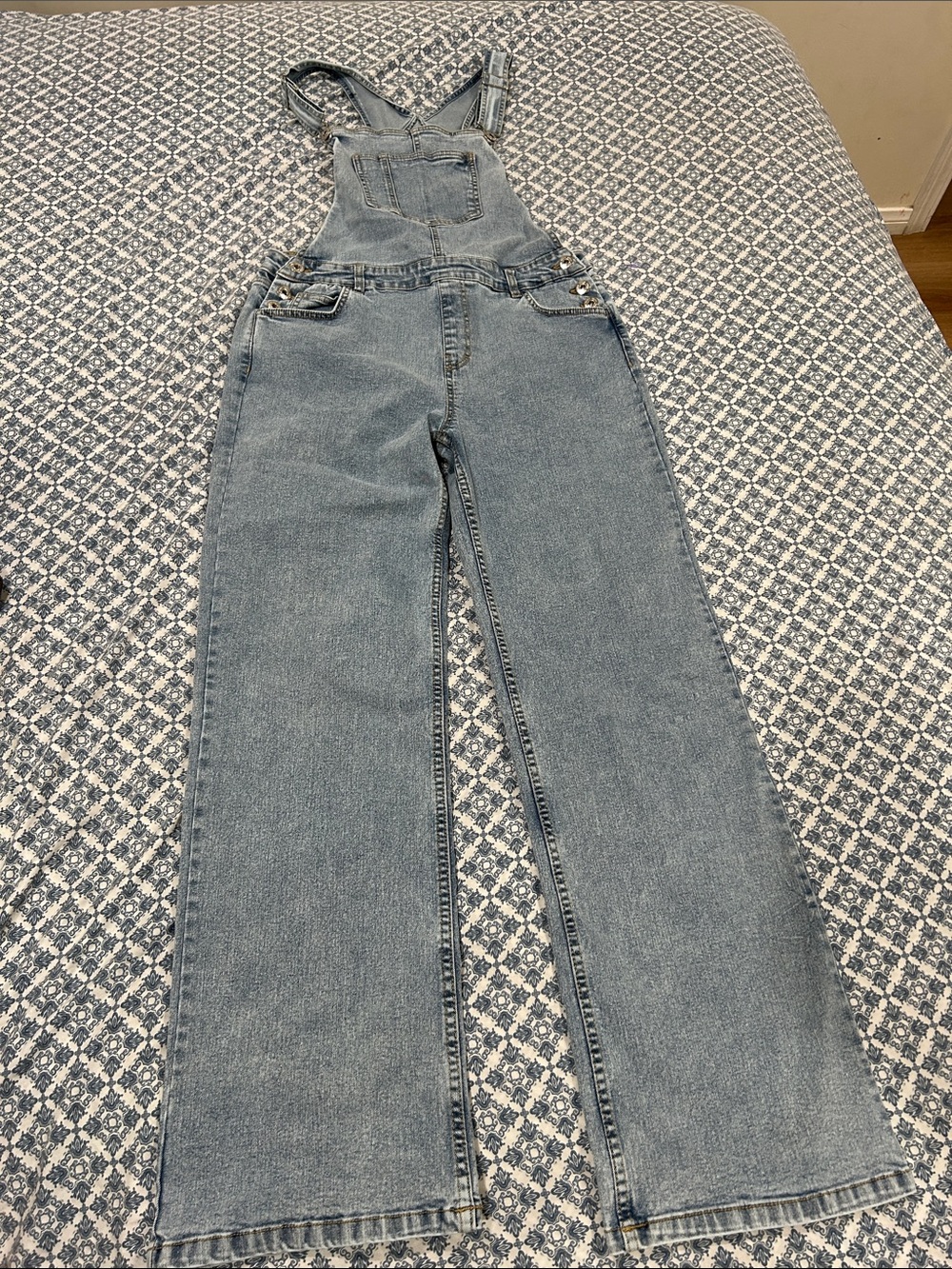 Light Wash Denim Women's Overalls with Straight Leg